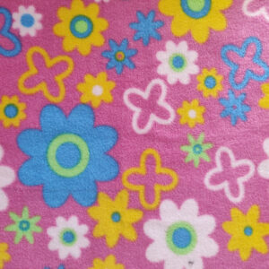 Printed Polar Fleece Fabric Material - PINK FLOWERS