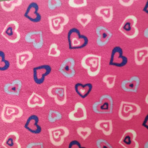 Printed Polar Fleece Fabric Material - PINK HEARTS