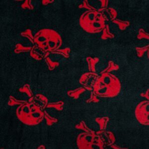 Printed Polar Fleece Fabric Material - RED SKULLS
