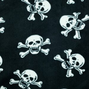 Printed Polar Fleece Fabric Material - WHITE SKULLS