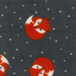 Printed Polar Fleece Fabric Material - FOXES GREY