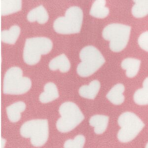 Printed Polar Fleece Fabric Material - HEARTS PINK