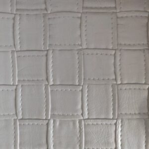 Faux Leather Patchwork Quilted Leatherette Fabric Material - WHITE