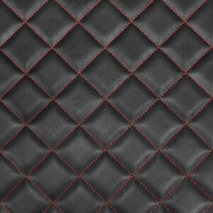 Box Quilted Vinyl Foam Leatherette Fabric Material - RED STITCHES