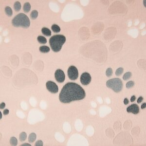 Double Sided Super Soft Cuddle Fleece Fabric Material - FOOTPRINT DUSTY PINK