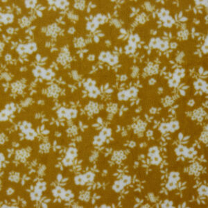 MICRO Soft Fleece Fabric Material FLOWERS - OCHRE