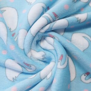 Double Sided Super Soft Cuddle Fleece Fabric Material - BLUE SWAN