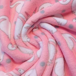 Double Sided Super Soft Cuddle Fleece Fabric Material PINK SWAN
