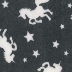 Printed Polar Fleece Fabric Material - GREY UNICORNS