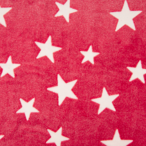 Luxury Super Soft Coral Cuddle Fleece Fabric Material - RED STARS