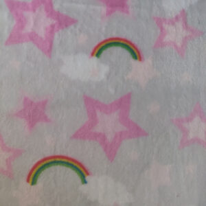 Double Sided Supersoft Cuddle Fleece Fabric Material WHITE STARS & RAINBOWS