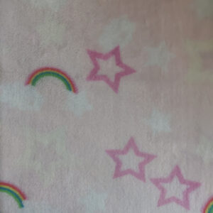 Double Sided Supersoft Cuddle Fleece Fabric Material PINK STARS & RAINBOWS