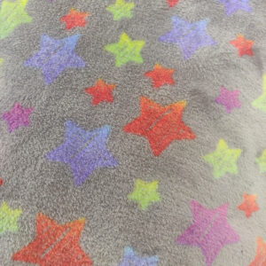 Double Sided Supersoft Cuddle Fleece Fabric Material MULTICOLOUR STARS GREY