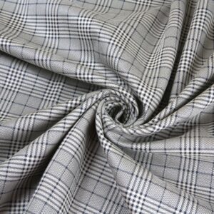 Suede Scuba Stretch Fabric Material - BEIGE CHECKS