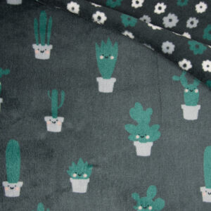 Luxury Reversible Soft Coral Cuddle Fleece Fabric Material - CACTUS GREY