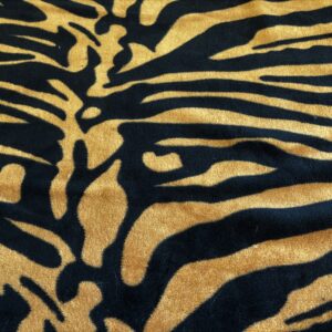 Luxury Double Sided Coral Cuddle Fleece Fabric Material - GOLD ZEBRA