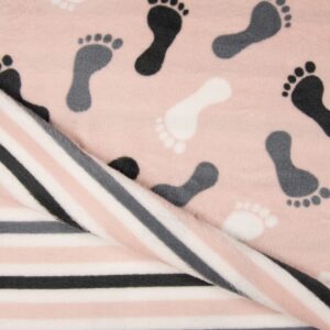 Luxury Reversible Soft Coral Cuddle Fleece Fabric Material - FEET & STRIPE ROSE