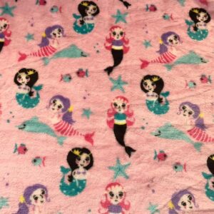 Double Sided Super Soft Cuddle Fleece Fabric Material - PINK MERMAID