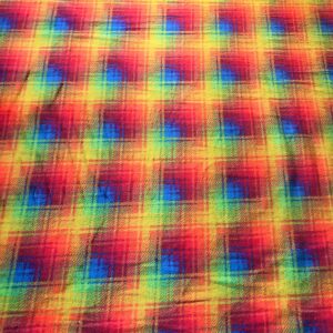 Double Sided Super Soft Cuddle Fleece Fabric Material - RAINBOW CHECK