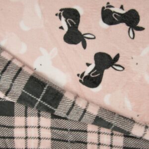 Luxury Reversible Soft Coral Cuddle Fleece Fabric Material - RABBIT & TARTAN ROSE