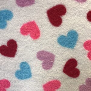 Double Sided Super Soft Cuddle Fleece Fabric Material - LOVE HEARTS