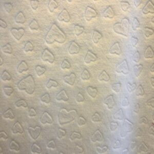 Double Sided EMBOSSED Soft Cuddle Fleece Fabric Material - WHITE HEARTS