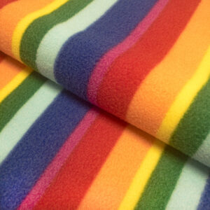 QUALITY Printed Anti Pil Polar Fleece Fabric Material RAINBOW STRIPE