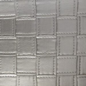 Faux Leather Patchwork Quilted Leatherette Fabric Material - SILVER