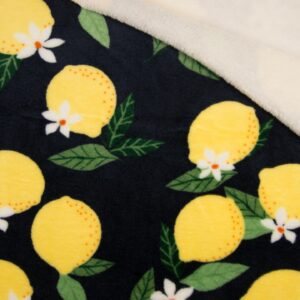 Reversible Super Soft Cuddle Fleece Fabric Material - LEMONS NAVY