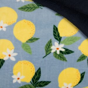 Reversible Super Soft Cuddle Fleece Fabric Material - LEMONS DUSTY BLUE