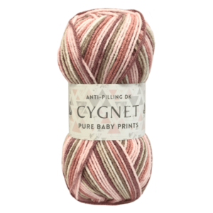 Cygnet PURE BABY PRINTS DK Wool Yarn 100g 1850 Misty Rose