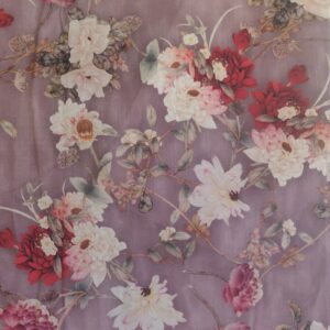 Cotton Lawn Digital Print Fabric Material MAUVE C8294