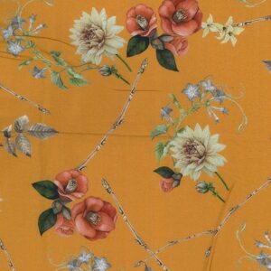Cotton Lawn Digital Print Fabric Material OCHRE C8297