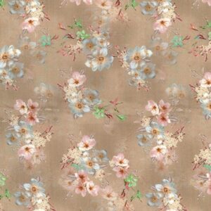 Cotton Lawn Digital Print Fabric Material BEIGE C8299