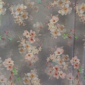 Cotton Lawn Digital Print Fabric Material SILVER C8299