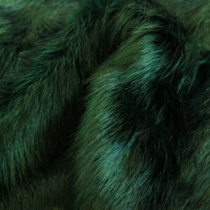 Super Luxury Faux Fur Fabric Material - LONG GREEN & BLACK
