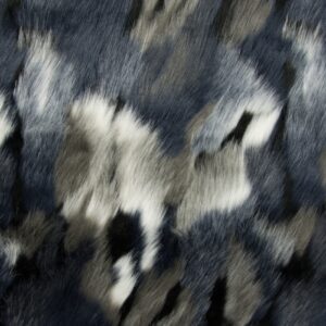 Super Luxury Faux Fur Fabric Material - HILO BLACK WHITE GREY BLUE