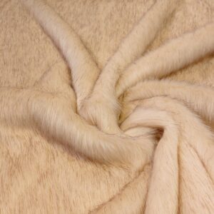 Super Luxury Faux Fur Fabric Material - LONG PILE CREAM BROWN