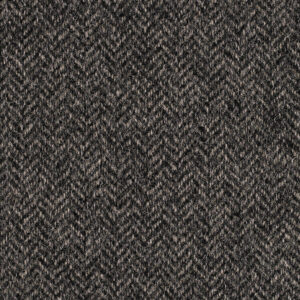Pure Wool Shetland Herringbone Fabric Material - BLACK