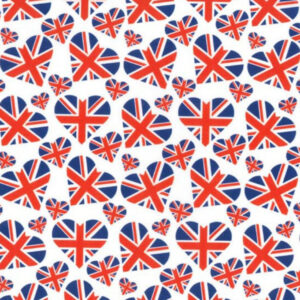 Cotton Jubilee Digital Print Fabric Material UNION JACK HEARTS