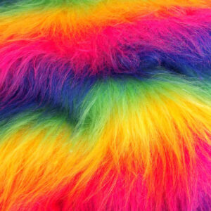 LONG Pile Fun Faux Fur Fabric Material RAINBOW MIX