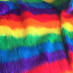 Super Luxury Faux Fur Fabric Material - BRIGHT RAINBOW