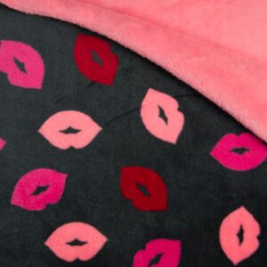 Reversible Super Soft Cuddle Fleece Fabric Material - LIPS GREY