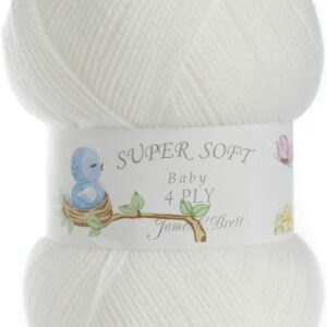 James C Brett Super Soft Baby 4 Ply 100g Knitting Wool Yarn - BY4 White