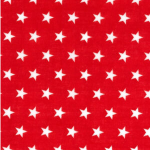 DIS Printed Polycotton Craft Fabric Material - STARS ON RED