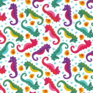 Printed Polycotton Craft Fabric Material - SEAHORSES