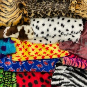 Assorted DESIGNS & ANIMALS Faux Fur Fabric Material Waste Offcuts 1KG
