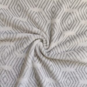 Double Sided Supersoft Cuddle Fleece Fabric Material SILVER GEOMETRIC - Image 1