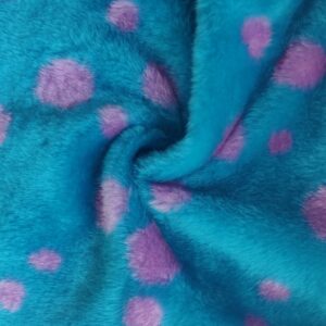 Animal Fun Faux Fur Fabric Material - TURQUOISE LILAC SPOT
