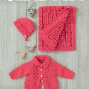 Sirdar Knitting Pattern - Supersoft Aran, Baby Girl's Jacket Bonnet and Blanket 5165